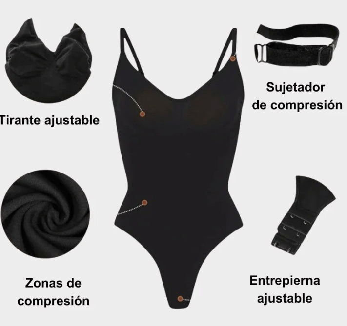 Body moldeador de compresión tipo tanga Negro Shapely™